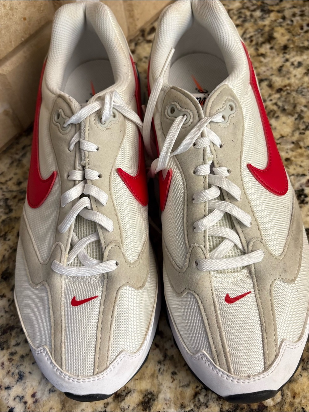 Nike Kids White Sneakers with Red Swoosh
